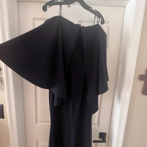 VINCE CAMUTO Womens Navy Ruffled Bell Sleeve Off Shoulder Full-Length Formal S8 - Picture 8 of 10